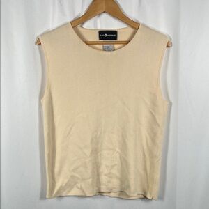 Vintage 90’s Sag Harbor Women’s Beige‎ Sleeveless Blouse Large 100% Cotton
